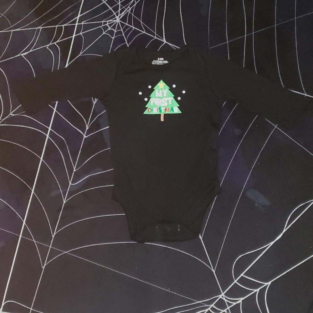 My First Christmas Black Onesie - 0-3m